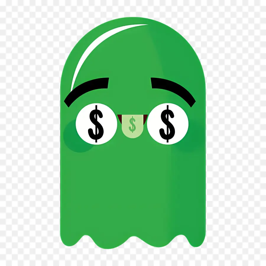 Hayalet Emojisi，Dolar Gözlü Yeşil Hayalet PNG