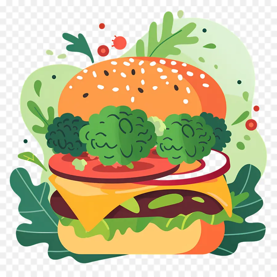 Sebzeli Burger，Hamburger PNG