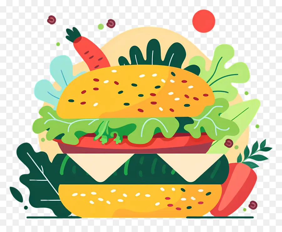 Sebzeli Burger，Hamburger PNG