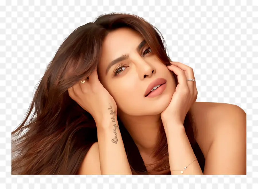 Priyanka Chopra Jonas，Elleri Yüzünde Olan Kadın PNG