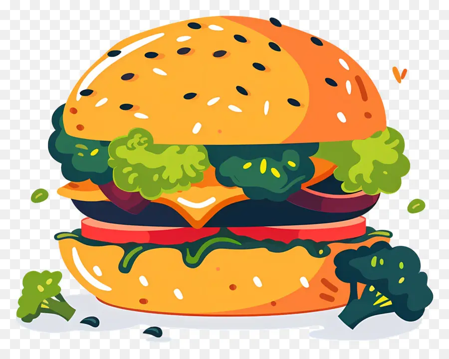 Sebzeli Burger，Hamburger PNG