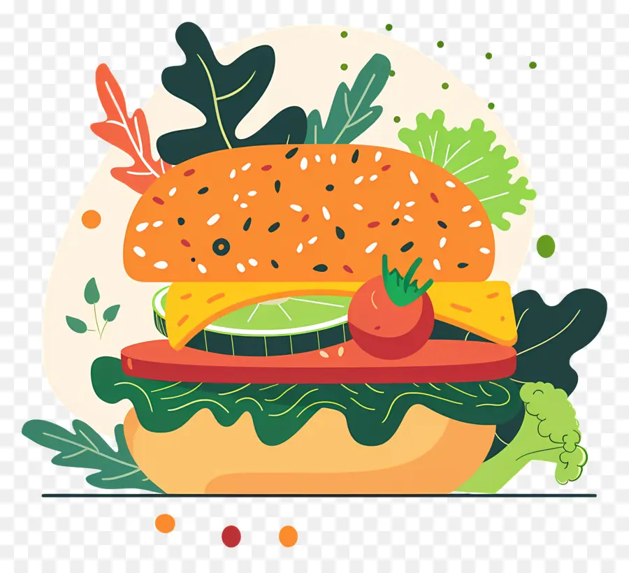 Sebzeli Burger，Hamburger PNG