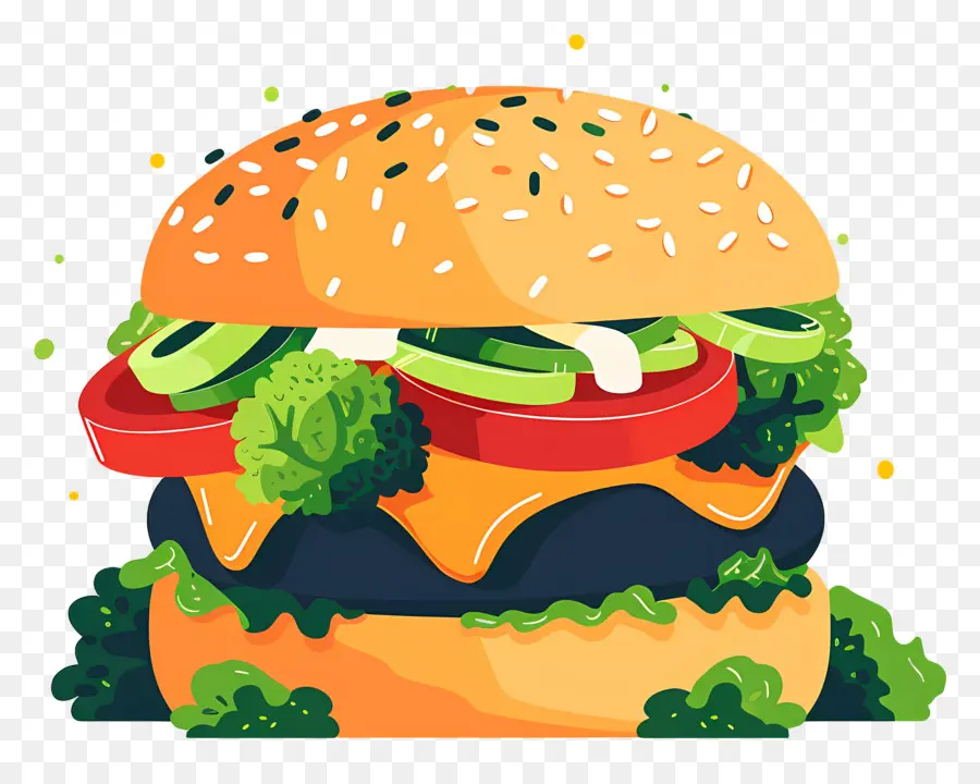 Sebzeli Burger，Karikatür Burger PNG