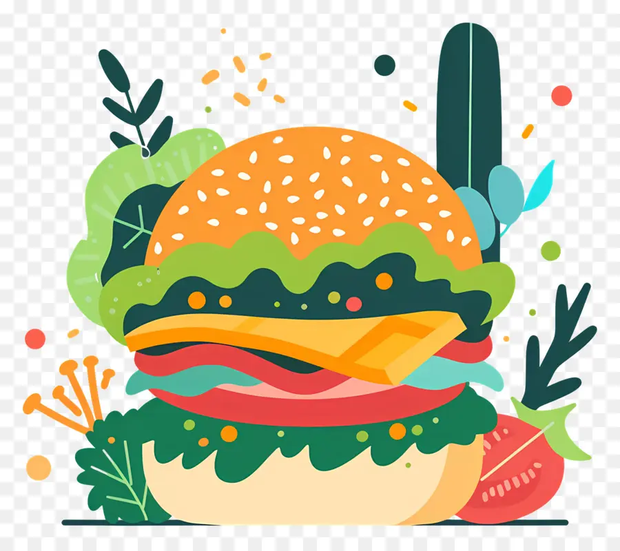 Sebzeli Burger，Hamburger PNG