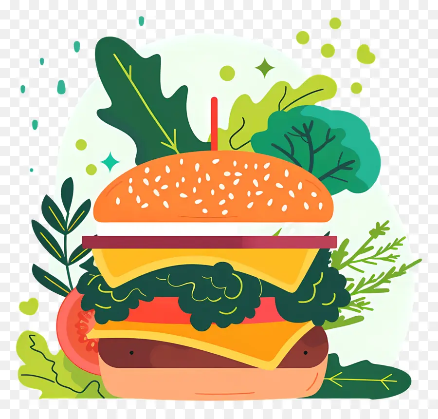 Sebzeli Burger，Hamburger PNG