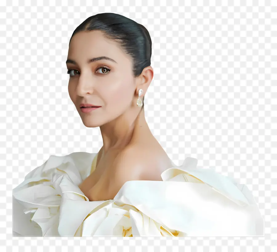 Anushka Sharma，Beyaz Elbiseli Kadın PNG