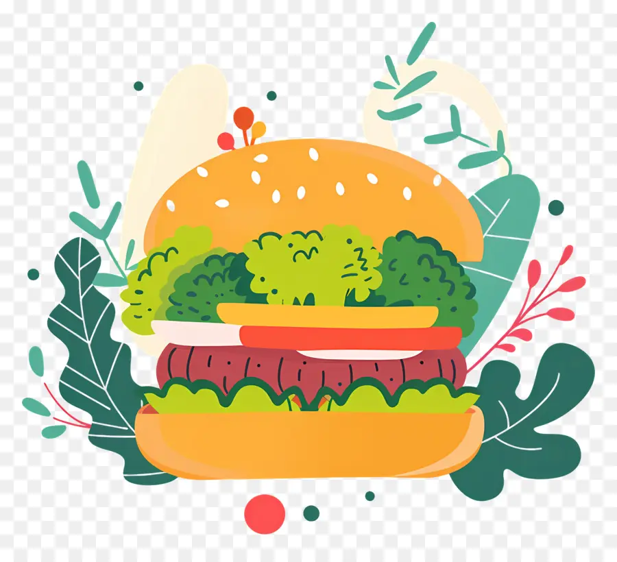 Sebzeli Burger，Hamburger PNG