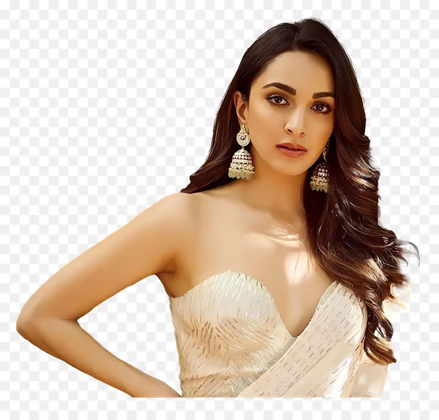 Kiara Advani，Beyaz Elbiseli Kadın PNG