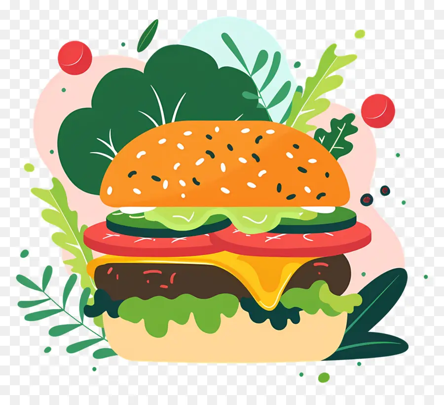 Sebzeli Burger，Hamburger PNG