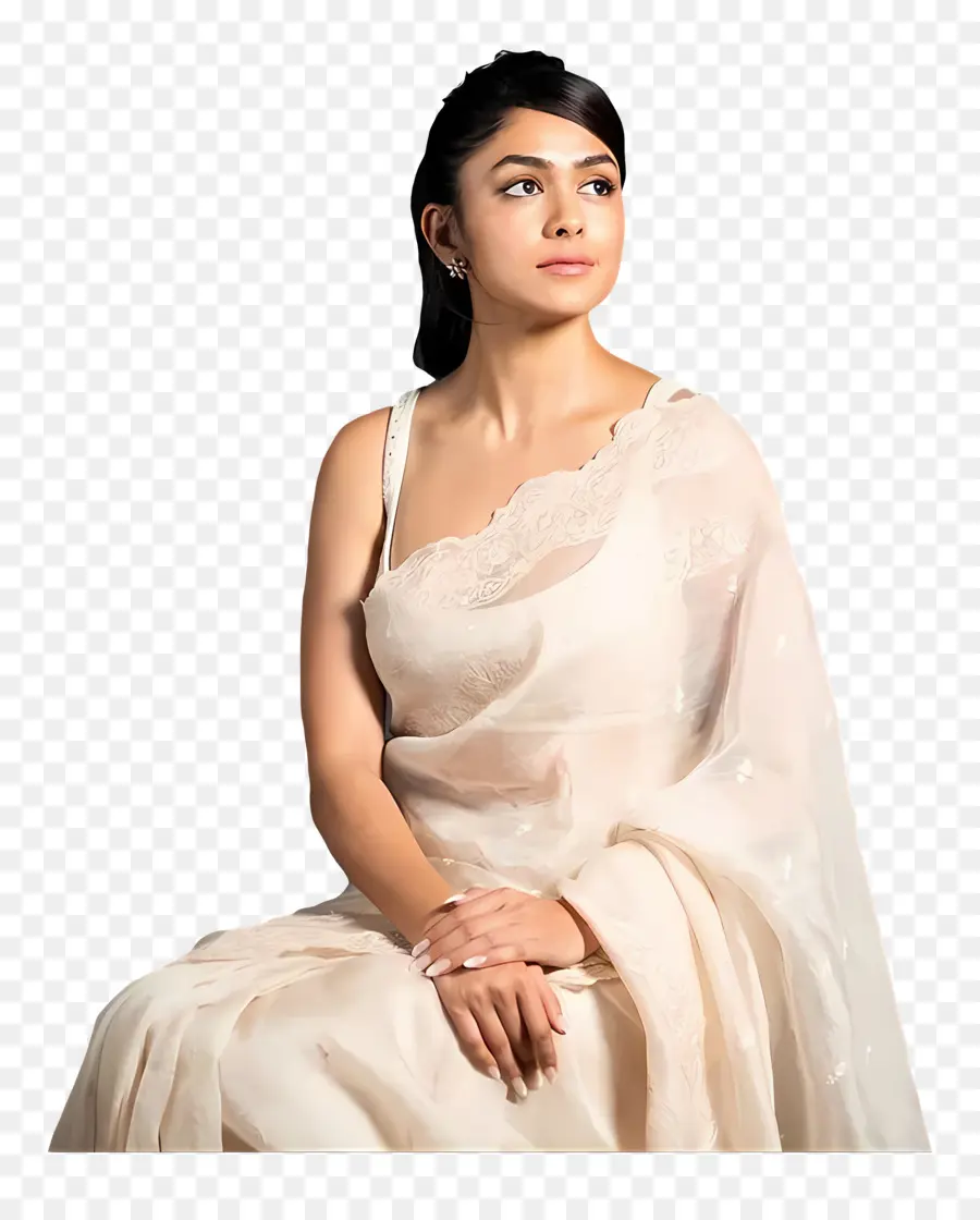 Mrunal Thakur，Saree'deki Kadın PNG