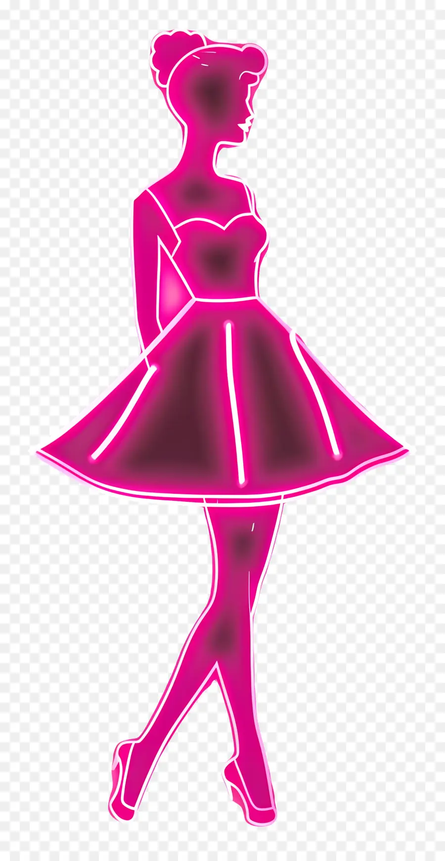 Pembe Barbie Silueti，Pembe Neon Siluet PNG