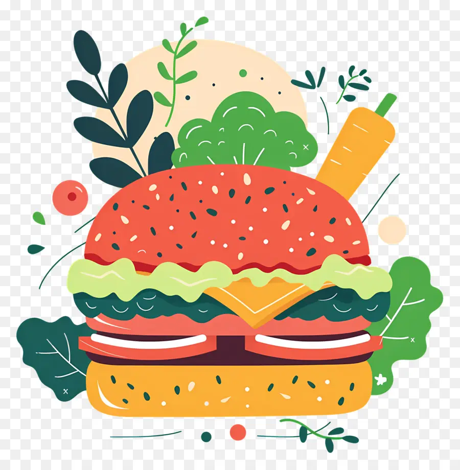 Sebzeli Burger，Hamburger PNG