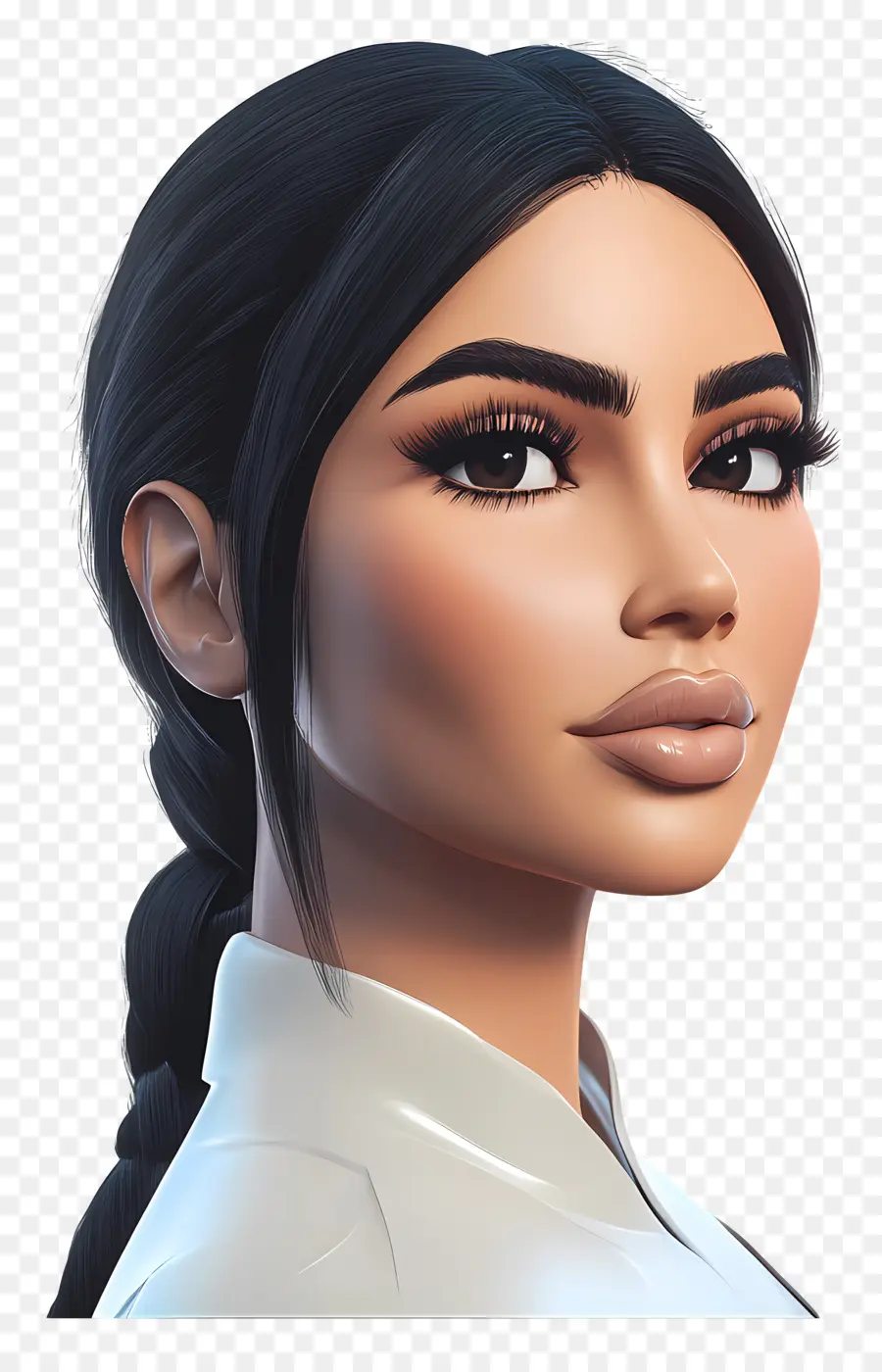 Kim Kardashian，Örgülü Saçlı Gerçekçi Karakter PNG