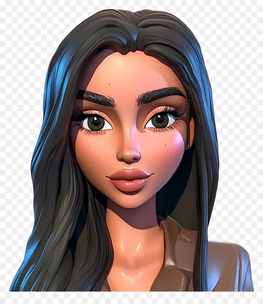 Kim Kardashian，Uzun Saçlı 3d Karakter PNG