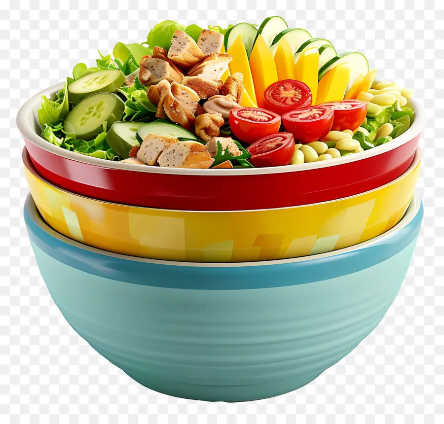 Cobb Salatası，Yığılmış Salata Kaseleri PNG