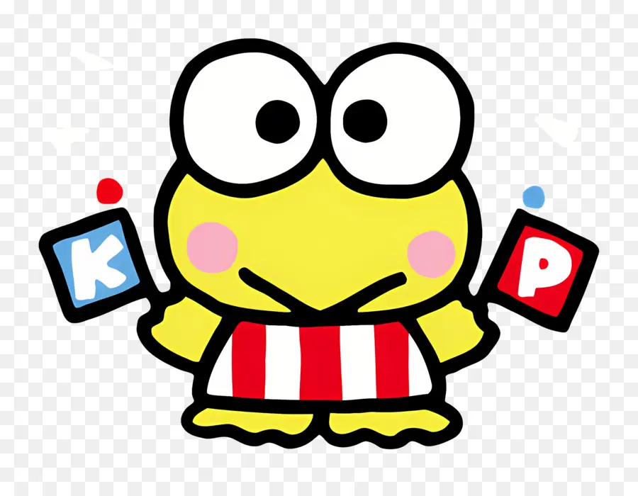 Keroppi，Bayraklı Sarı Kurbağa PNG