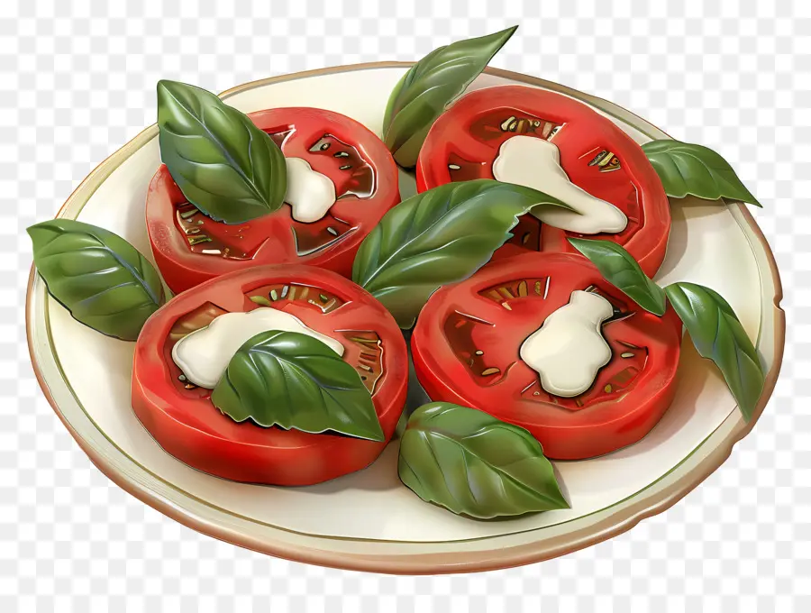 Caprese Salatası，Domates Ve Fesleğen Tabağı PNG