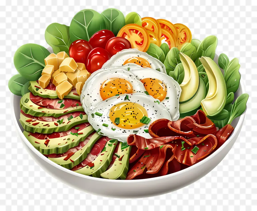 Cobb Salatası，Renkli Salata Kasesi PNG