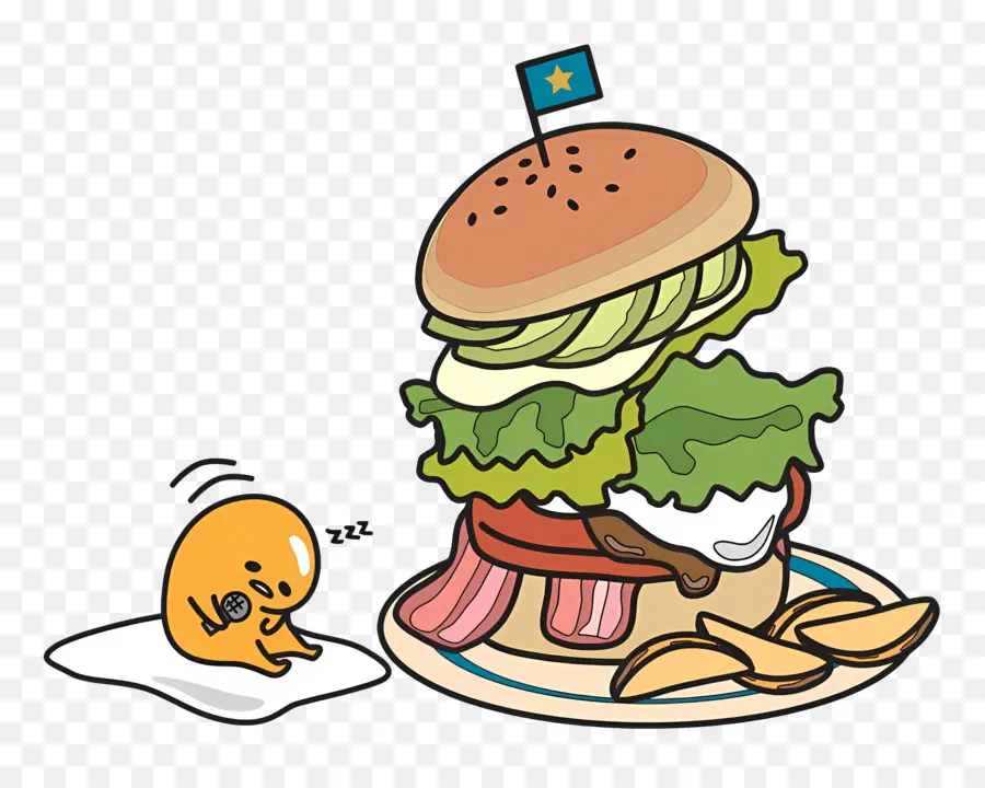 Gudetama，Tembel Yumurta Ve Burger PNG