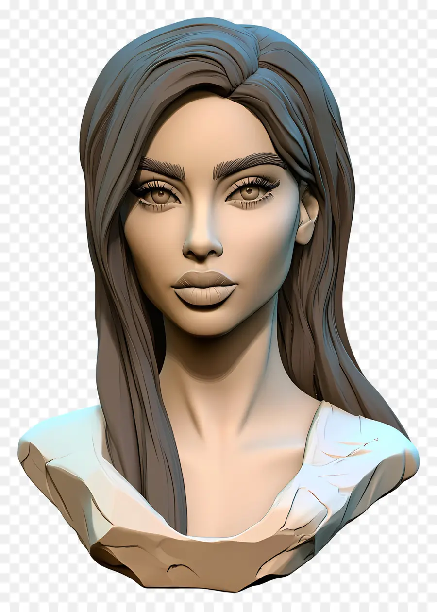 Kim Kardashian，Uzun Saçlı Bir Karakterin Heykeli PNG