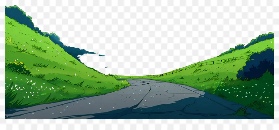 Karikatür Yol，Manzaralı Yol PNG