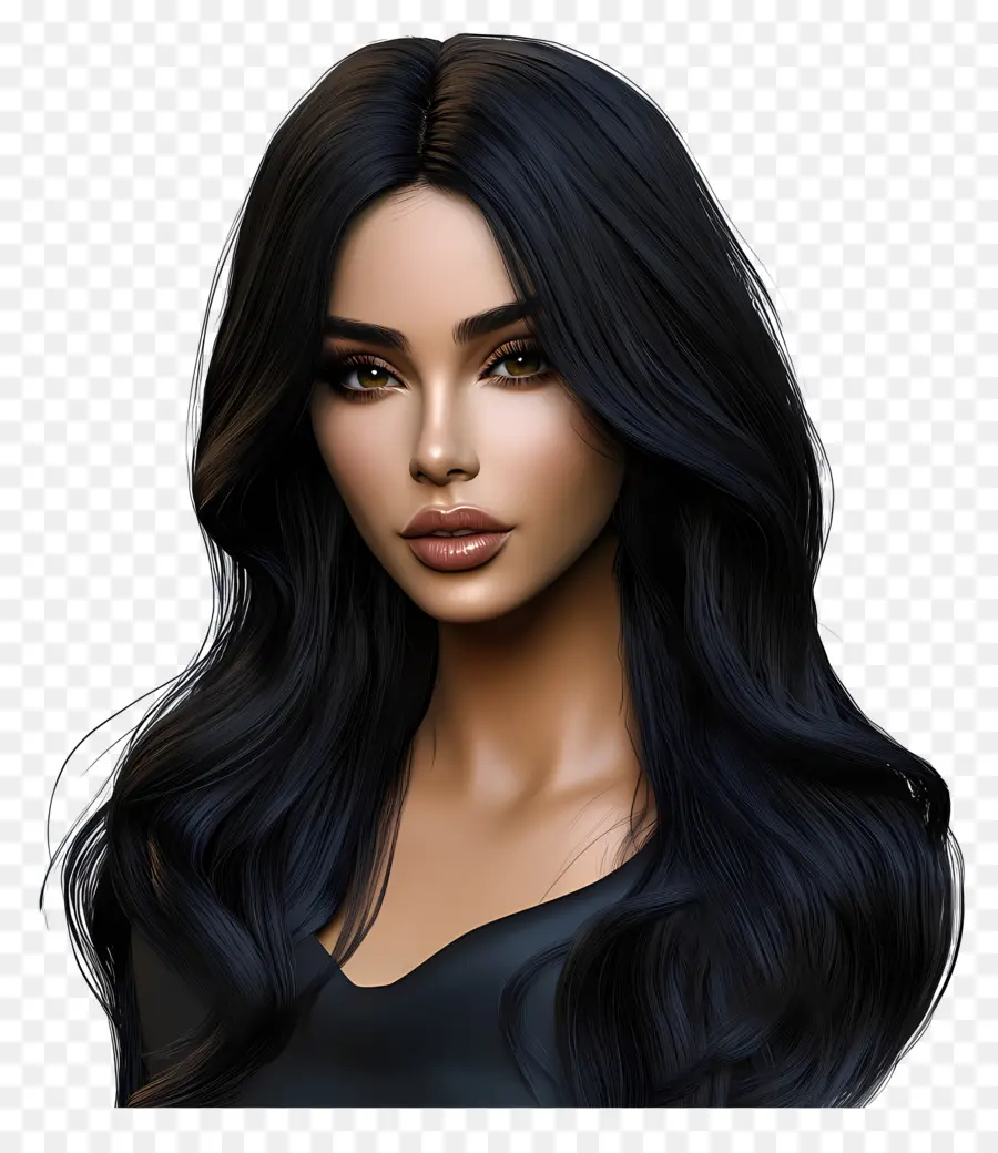 Kim Kardashian，Siyah Saçlı Kadın PNG