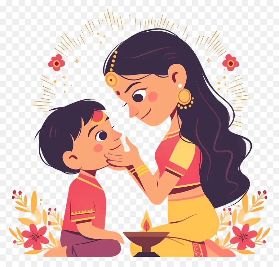 Bhai Dooj，Anne Ve Çocuk PNG