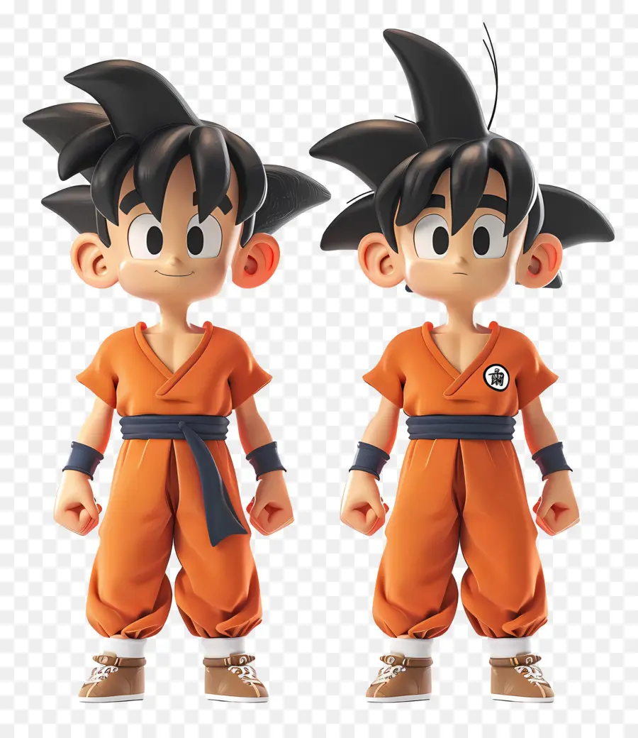 Goku，Turuncu Kıyafetli İki Erkek Çocuk PNG