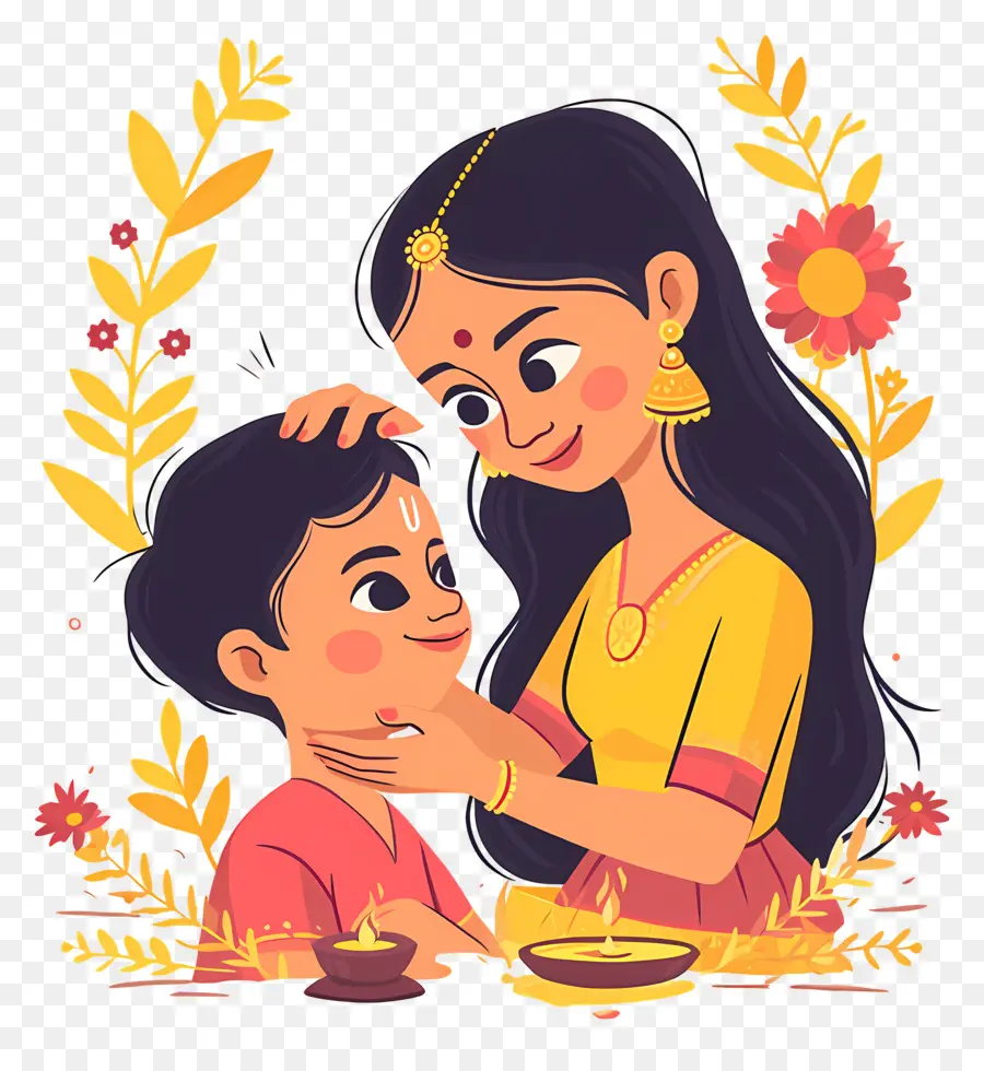 Bhai Dooj，Anne Ve Çocuk PNG