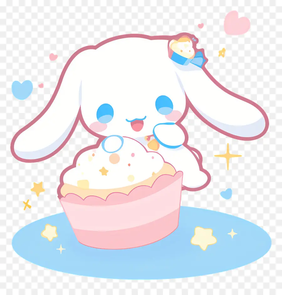 Sevimli Cinnamoroll，Cupcake Ile Sevimli Tavşan PNG