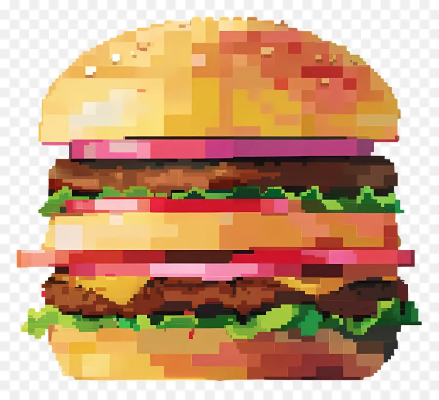 Piksel Hamburger，Piksel Burger PNG