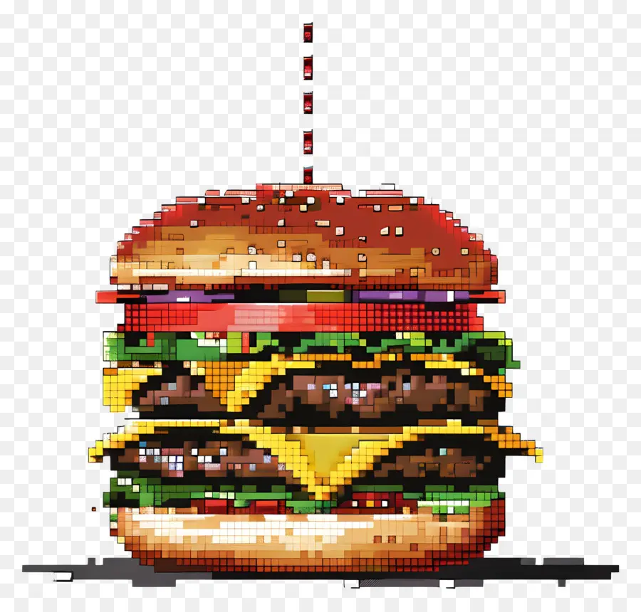 Piksel Hamburger，Piksel Burger PNG