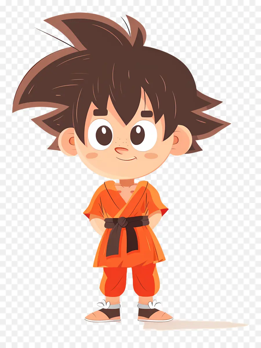 Goku，Turuncu Kıyafetli Çocuk PNG