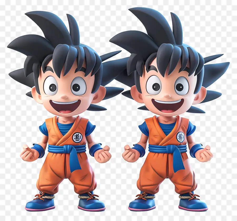 Goku，Turuncu Kıyafetli İki Erkek Çocuk PNG