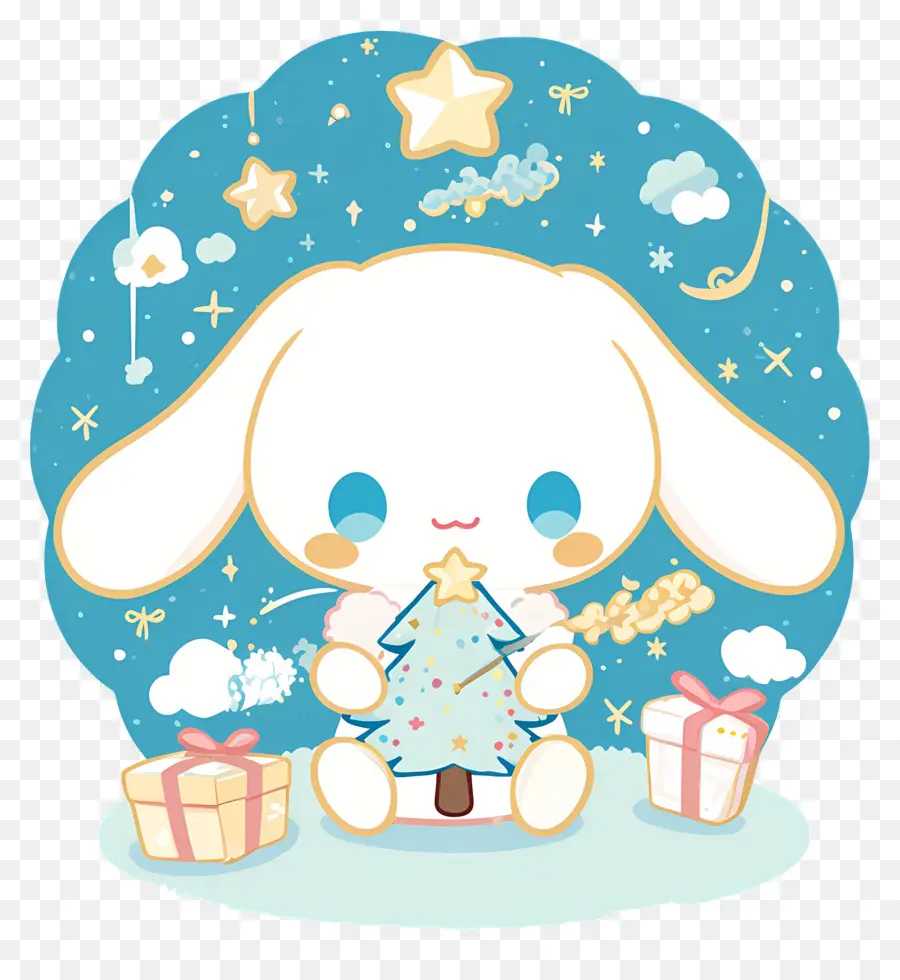 Sevimli Cinnamoroll，Noel Ağacı Ile Sevimli Tavşan PNG