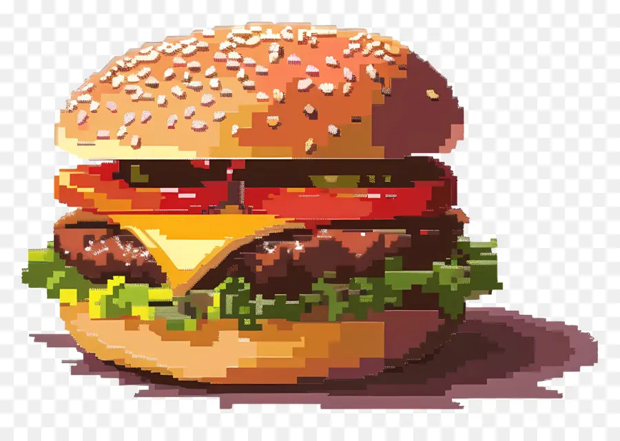 Piksel Hamburger，Piksel Burger PNG