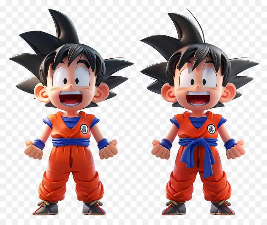 Goku，Turuncu Kıyafetli İki Erkek Çocuk PNG