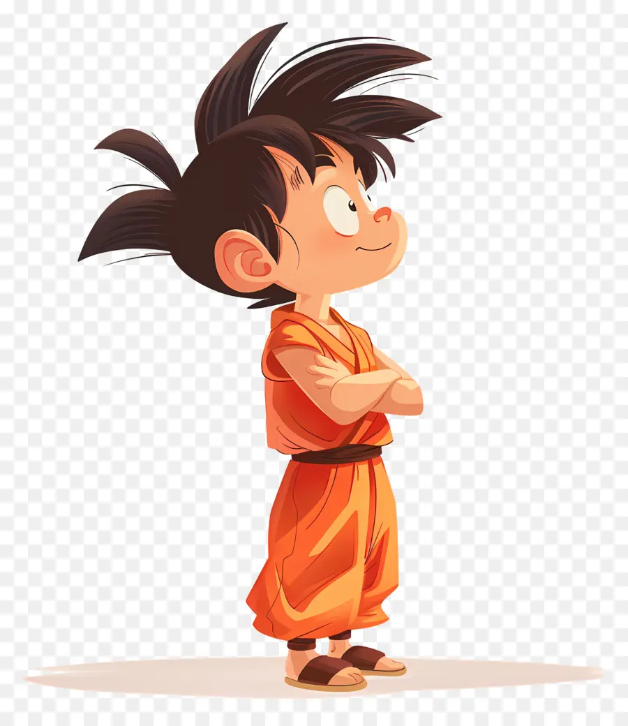 Goku，Çizgi Film çocuğu Turuncu Gi Yan Görünümünde PNG