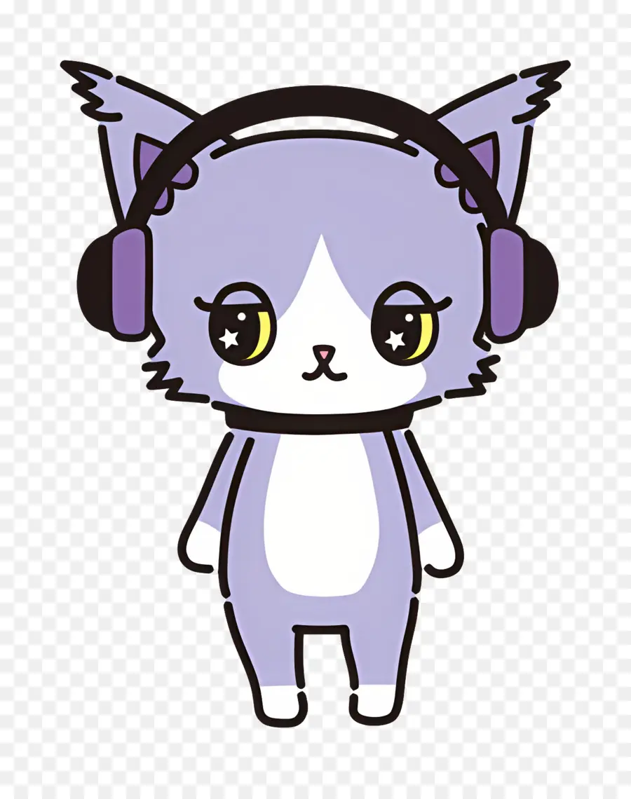 Beatcats，Kulaklıklı Mor Kedi PNG