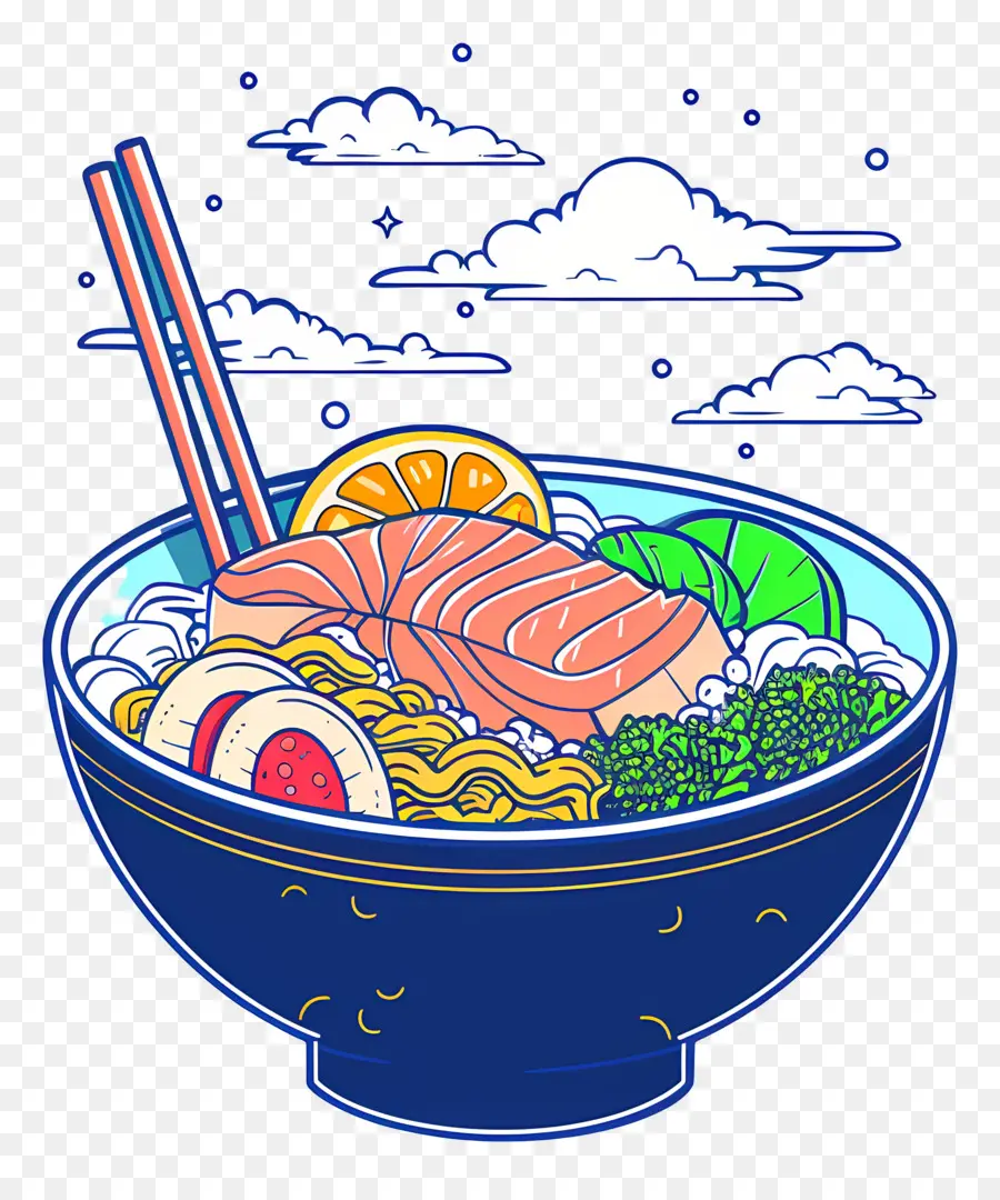 Kase Ramen，Somonlu Erişte Kasesi PNG