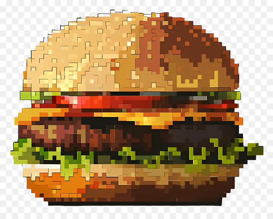 Piksel Hamburger，Piksel Burger PNG