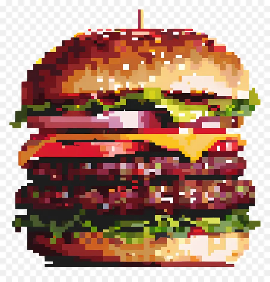 Piksel Hamburger，Piksel Burger PNG