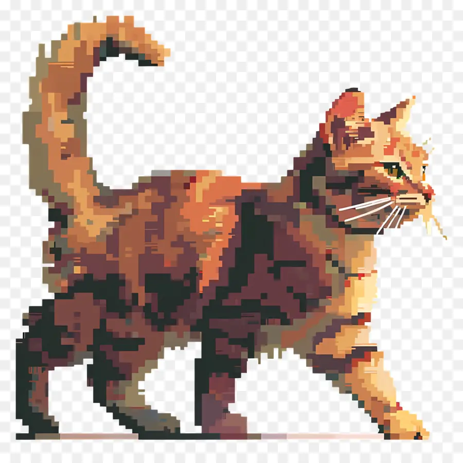 Piksel Kedi，Pikselli Turuncu Kedi PNG