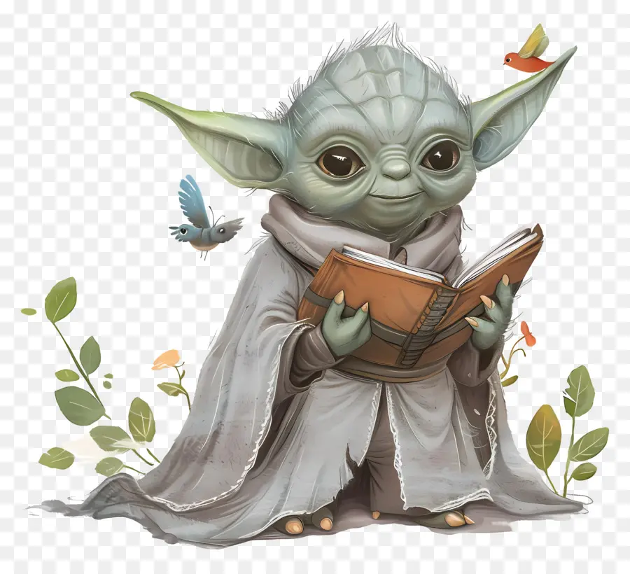 Yoda，Kitaplı Yeşil Yaratık PNG