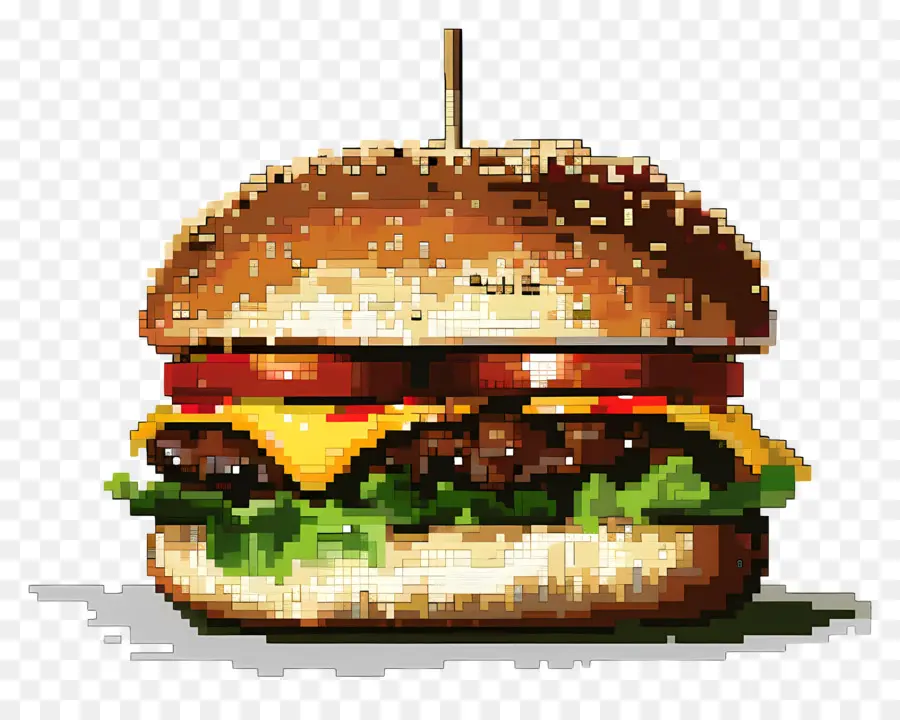 Piksel Hamburger，Piksel Burger PNG