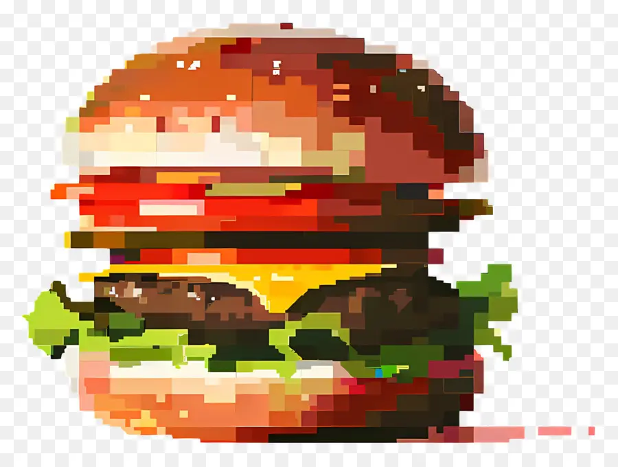 Piksel Hamburger，Piksel Burger PNG