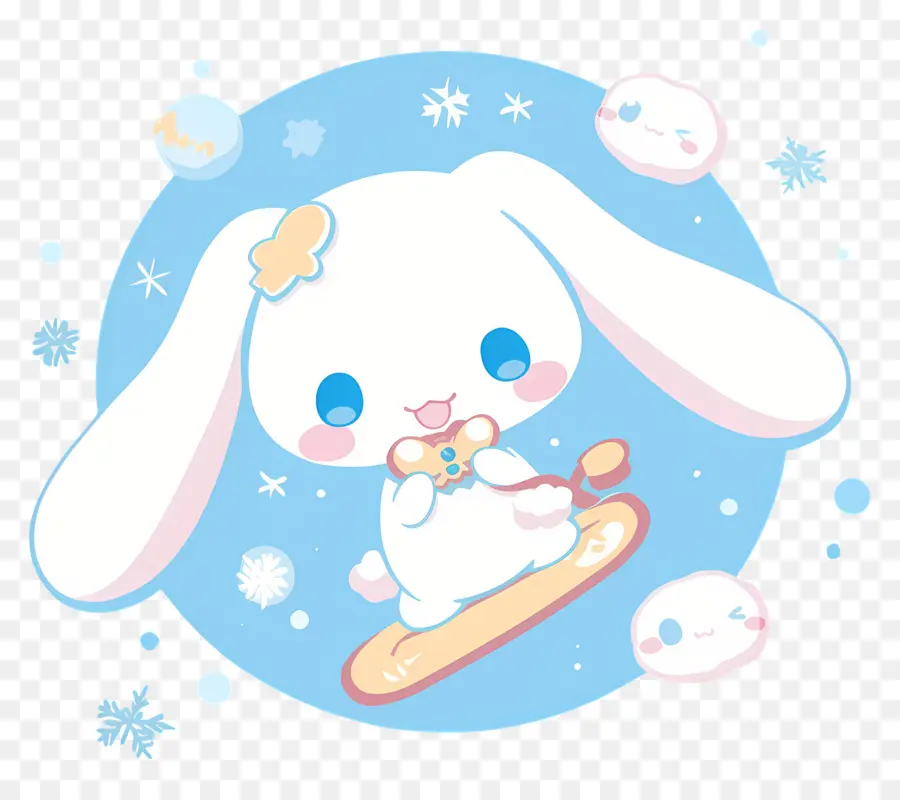 Sevimli Cinnamoroll，Tavşan Snowboard üzerinde PNG