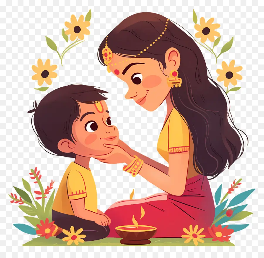 Bhai Dooj，Anne Ve Çocuk PNG