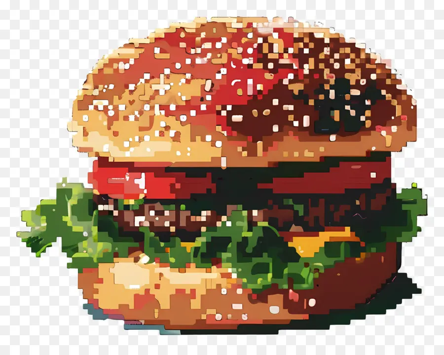 Piksel Hamburger，Piksel Burger PNG