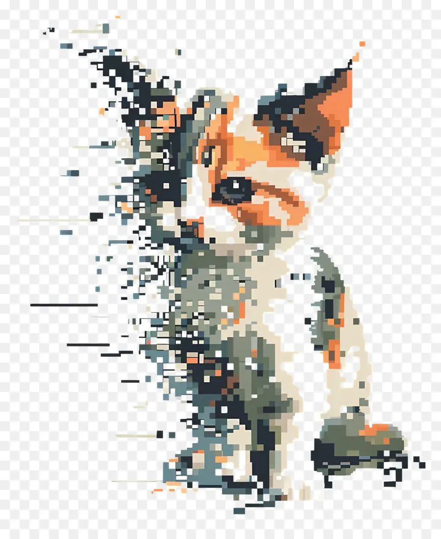 Piksel Kedi，Renkli Pikselli Kedi PNG